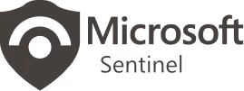 Microsoft Sentinel logo with a shield icon and an arc above it.