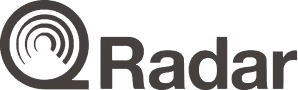 Radar company logo with stylized radar waves graphic.